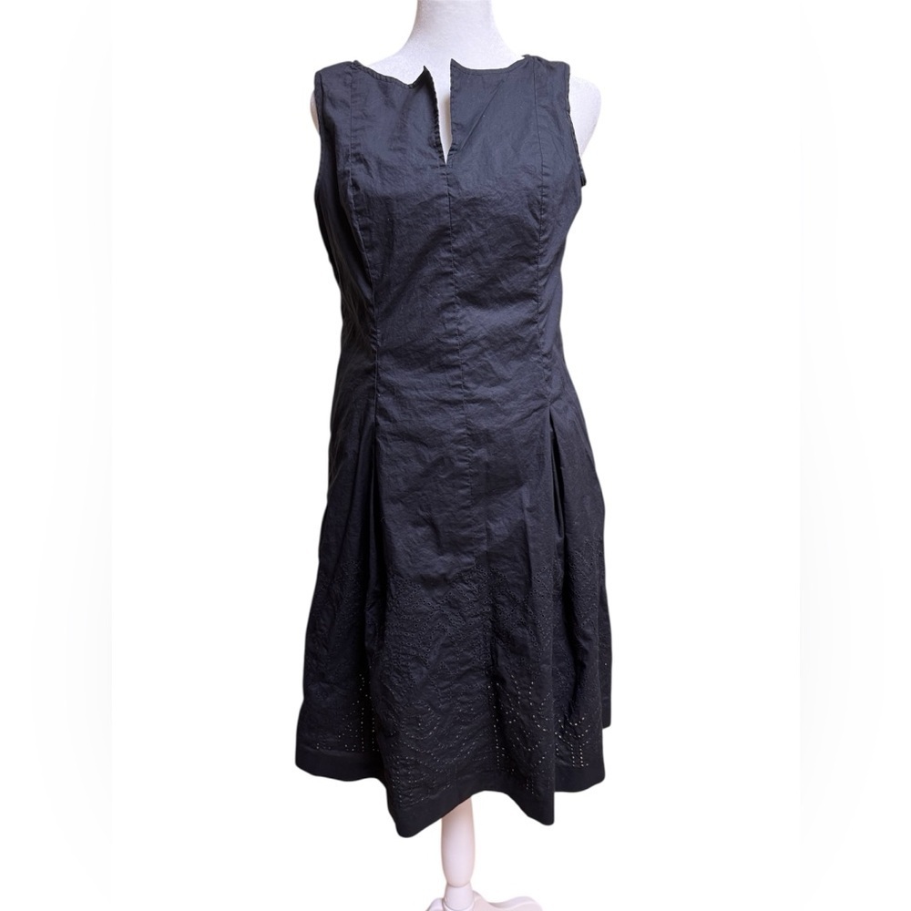 Talbots Black Eyelet Embroidered Sleeveless Fit & Flare Dress Petite 6P
